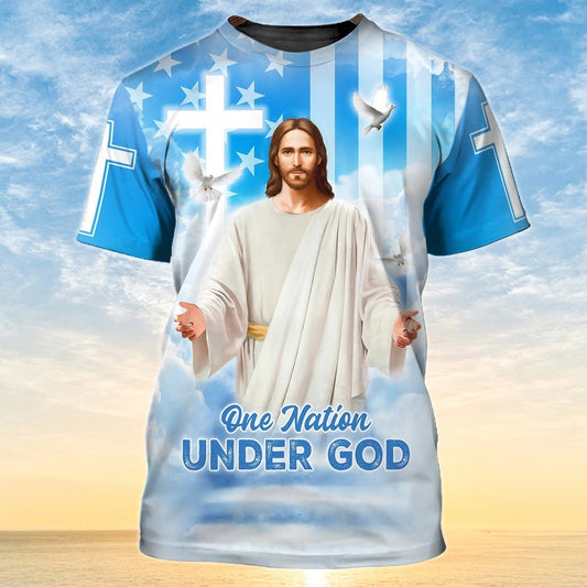 One Nation Under God 3D All Over Print Shirt Hoodie, 4Th Of July Patriotic 3D Hawaiian Shirt, Independence 3D Shirt TO0210