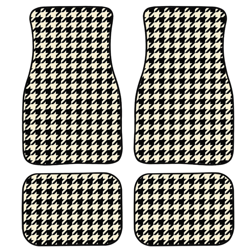 Tan And Black Houndstooth Pattern Print Front And Back Car Floor Mats, Front Car Mat SO0285