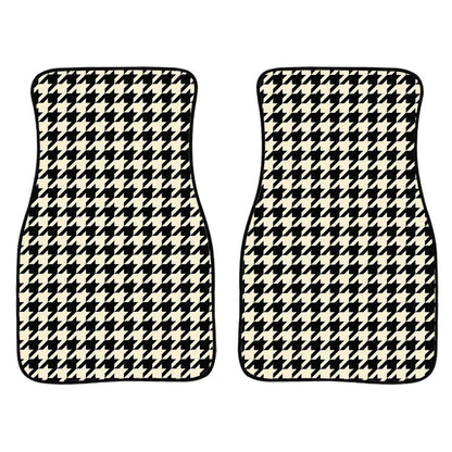 Tan And Black Houndstooth Pattern Print Front And Back Car Floor Mats, Front Car Mat SO0285