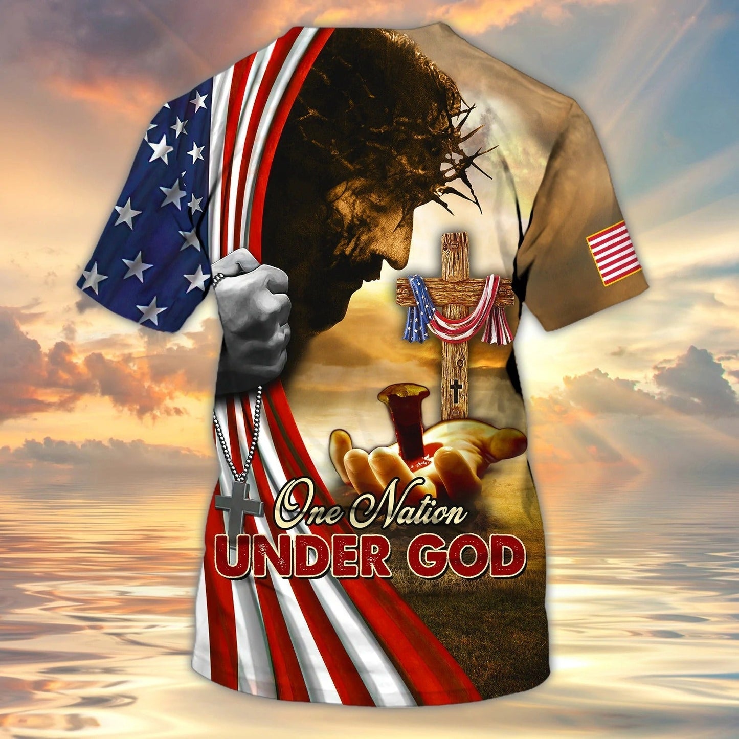 One Nation Under God Christian 3D Full Printed Shirts, Independence Day Hoodie 3D Tee Shirt, Patriotice 3D Tshirts TO0214