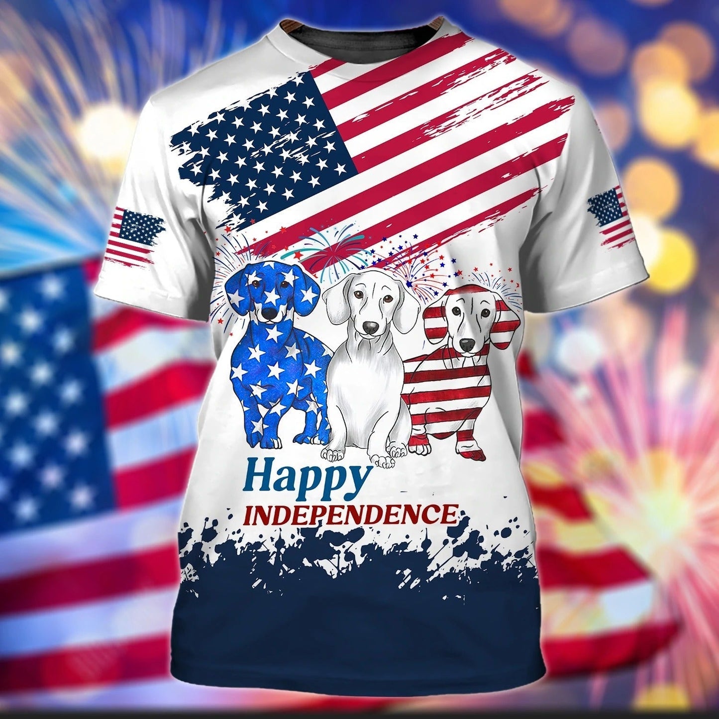 Happy Independence Day 3D All Over Print Shirt, Dog In Usa Flag 4Th Of July Hoodie 3D Bomber TO0142