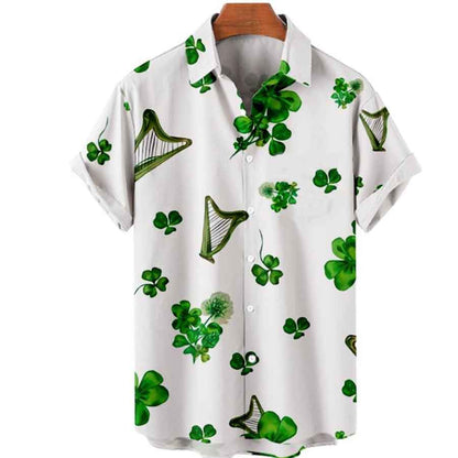 Mens St. Patrick's Day 3D Hawaiian Shirt, Shamrock Shirt, Irish hawaiian Shirt PO0138