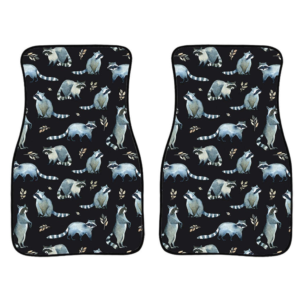 Watercolor Raccoon Pattern Print Front And Back Car Floor Mats, Front Car Mat SO0284