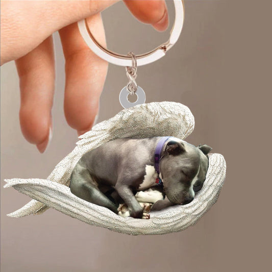 Dog Bull Sleeping Angel Acrylic Keychain Dog Sleeping keychain KO0202