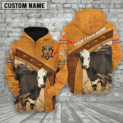 Black Hereford 3D Customized Name - Farm Name Hoodie Zip Hoodie SO0434