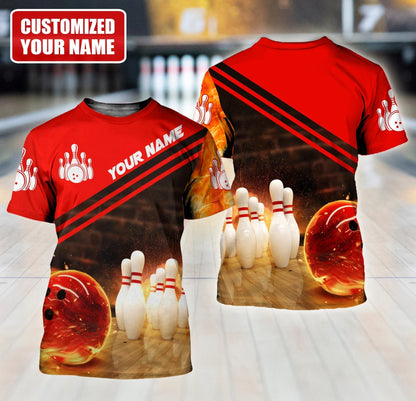 Custom Flame Bowling TShirts Unisex BOT0025