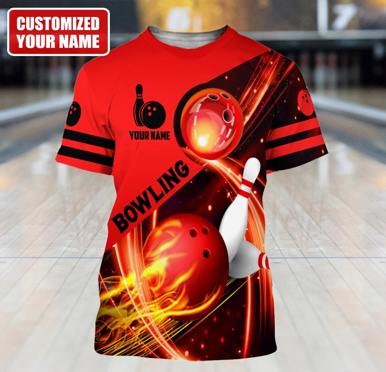 Custom Flame Bowling TShirts Unisex BOT0024