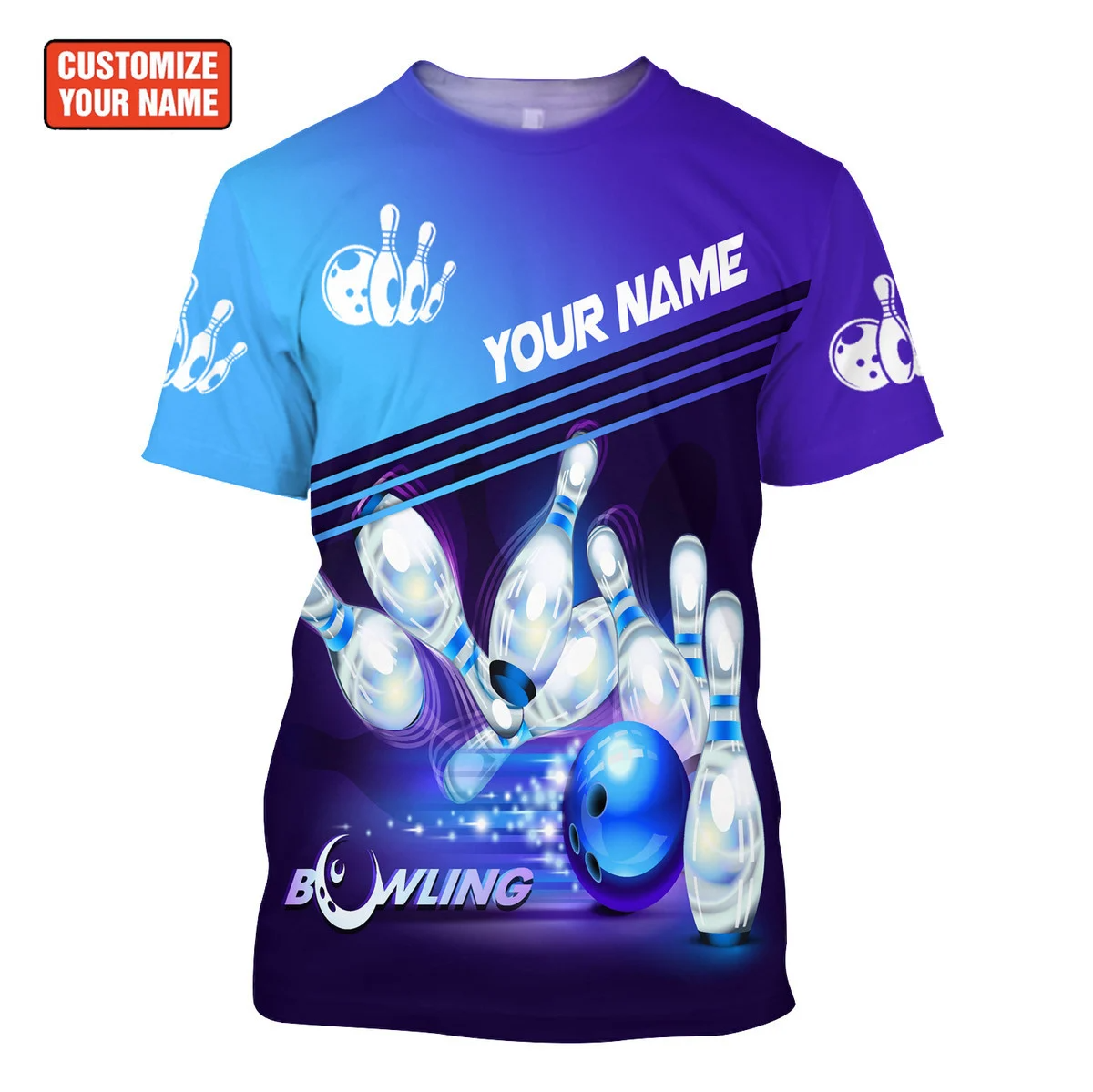 Custom 3D Bowling Tshirts For Men Women BOT0002