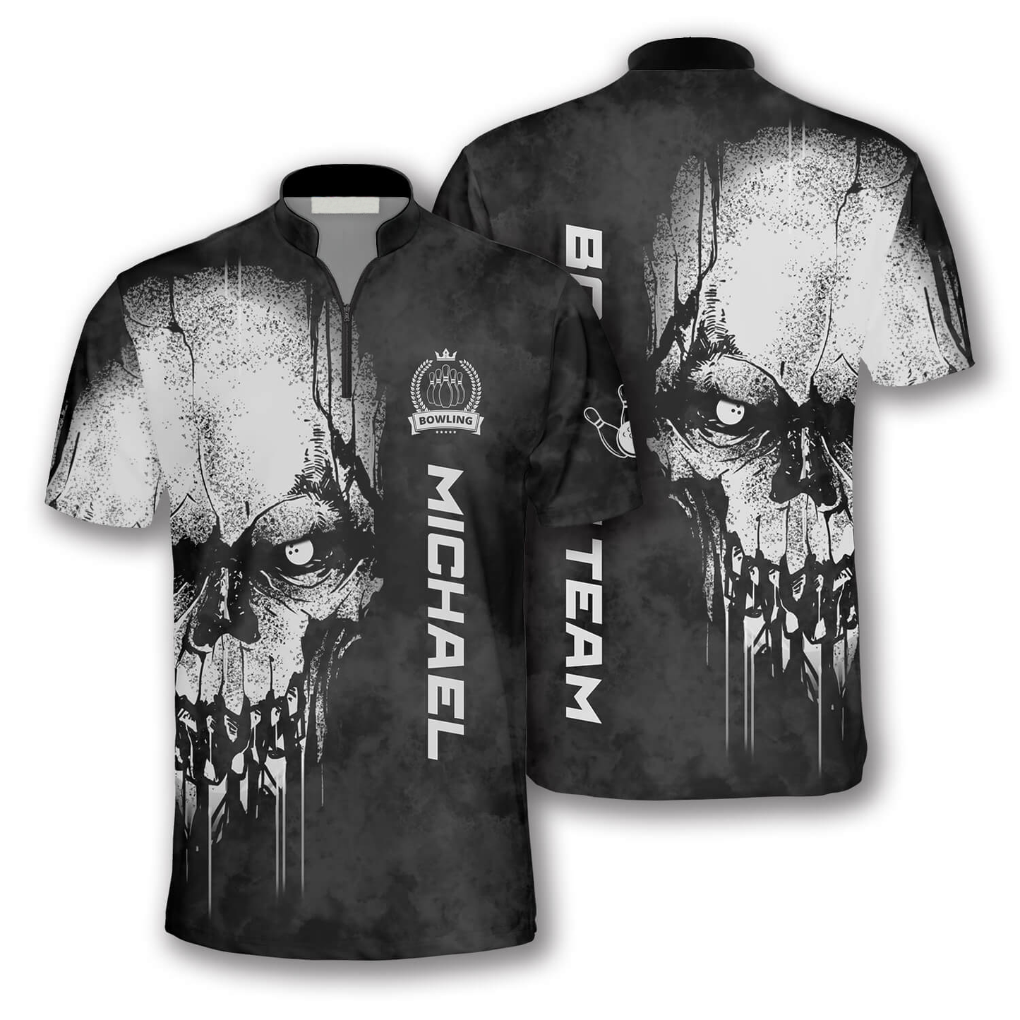 Custom Skull Bowling Jersey For Team BO0159