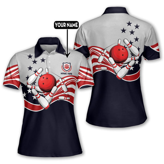 American Flag Women's Bowling Shirts BW0117