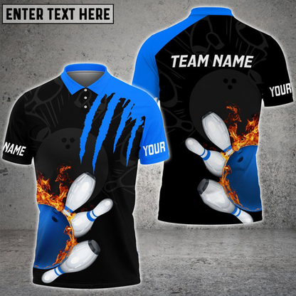 Custom Flame Bowling Polo Shirts BO0322