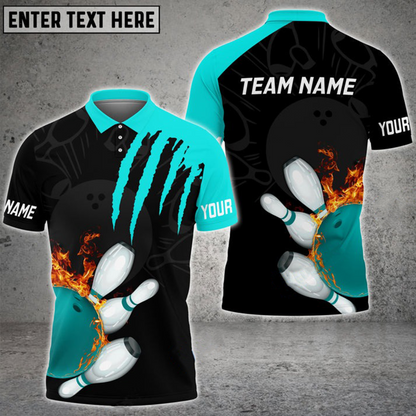 Custom Flame Bowling Polo Shirts BO0322