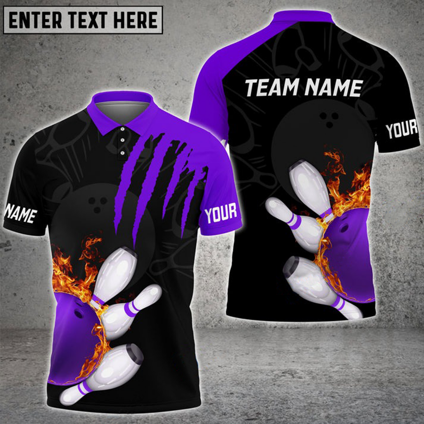 Custom Flame Bowling Polo Shirts BO0322