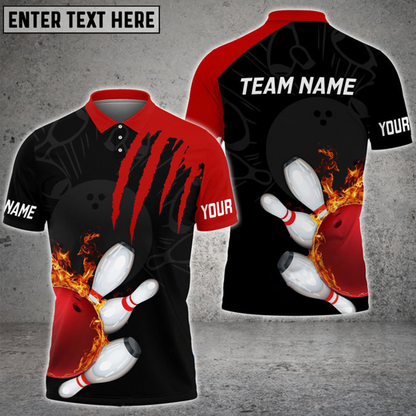 Custom Flame Bowling Polo Shirts BO0322