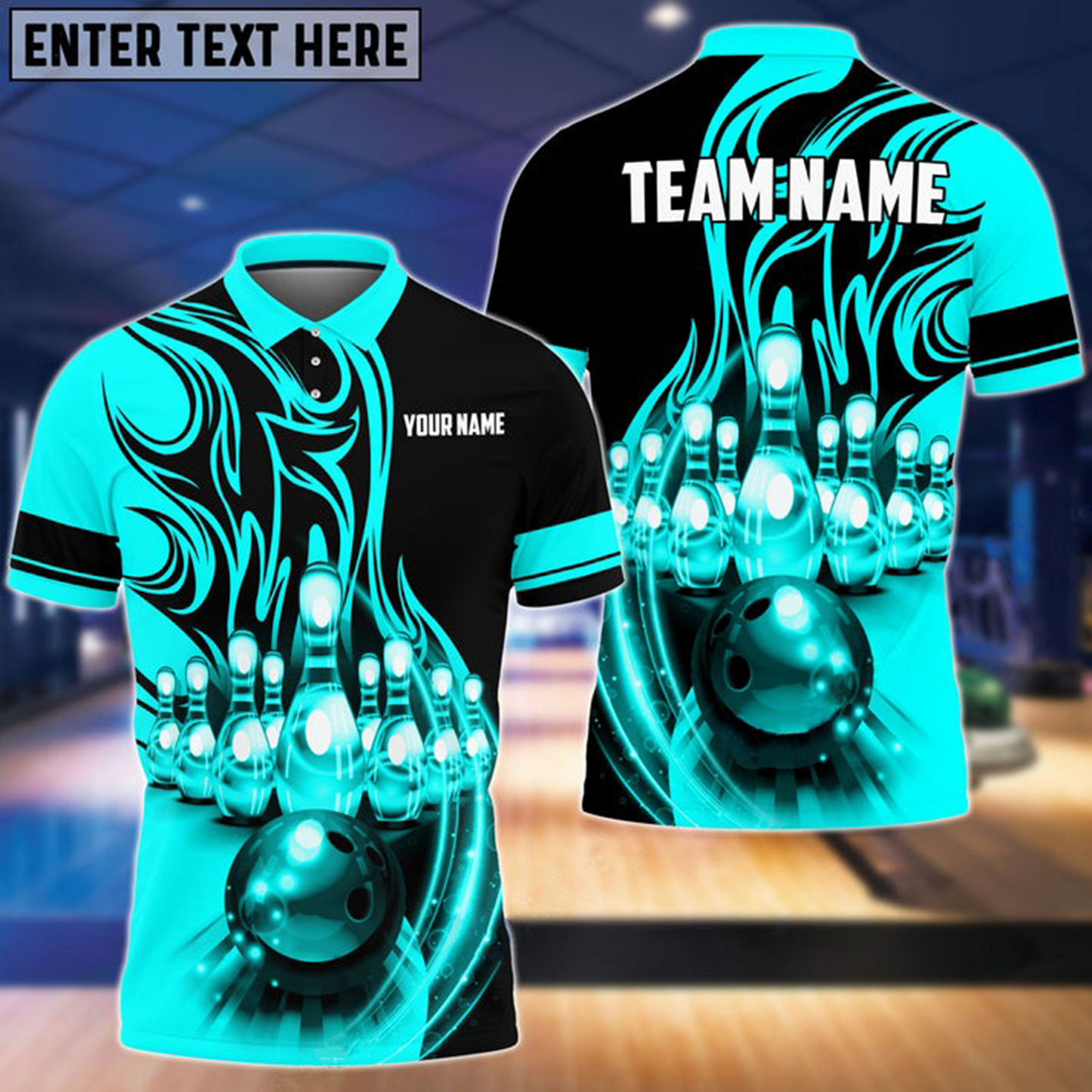 Custom Flame Bowling Polo Shirts BO0323