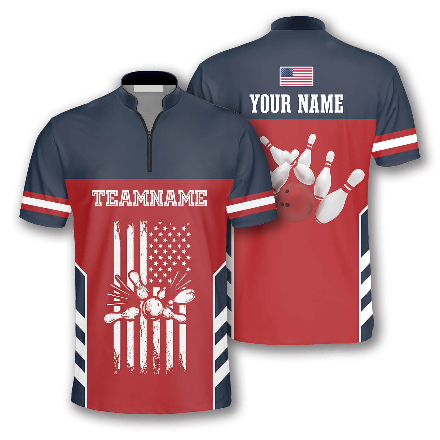 Custom American Flag Bowling Jersey BO0063