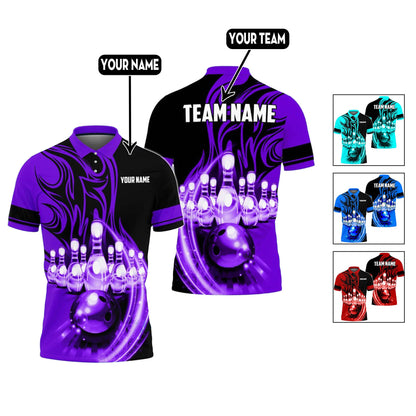 Custom Flame Bowling Polo Shirts BO0323