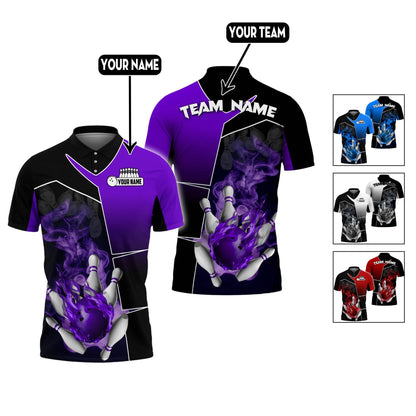 Custom Flame Bowling Polo Shirts BO0325