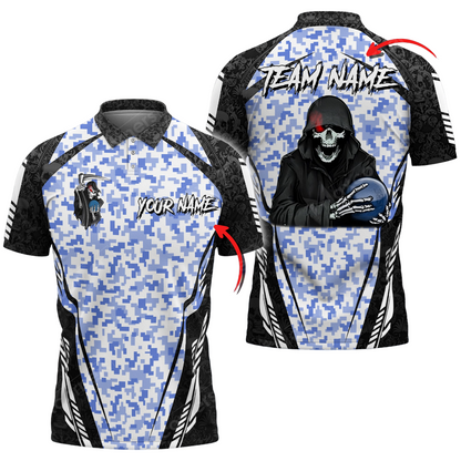 Custom Skull Camo Bowling Polo Shirts BO0334