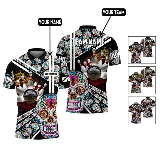 Custom Skull Bowling Polo Shirts For Team BO0337