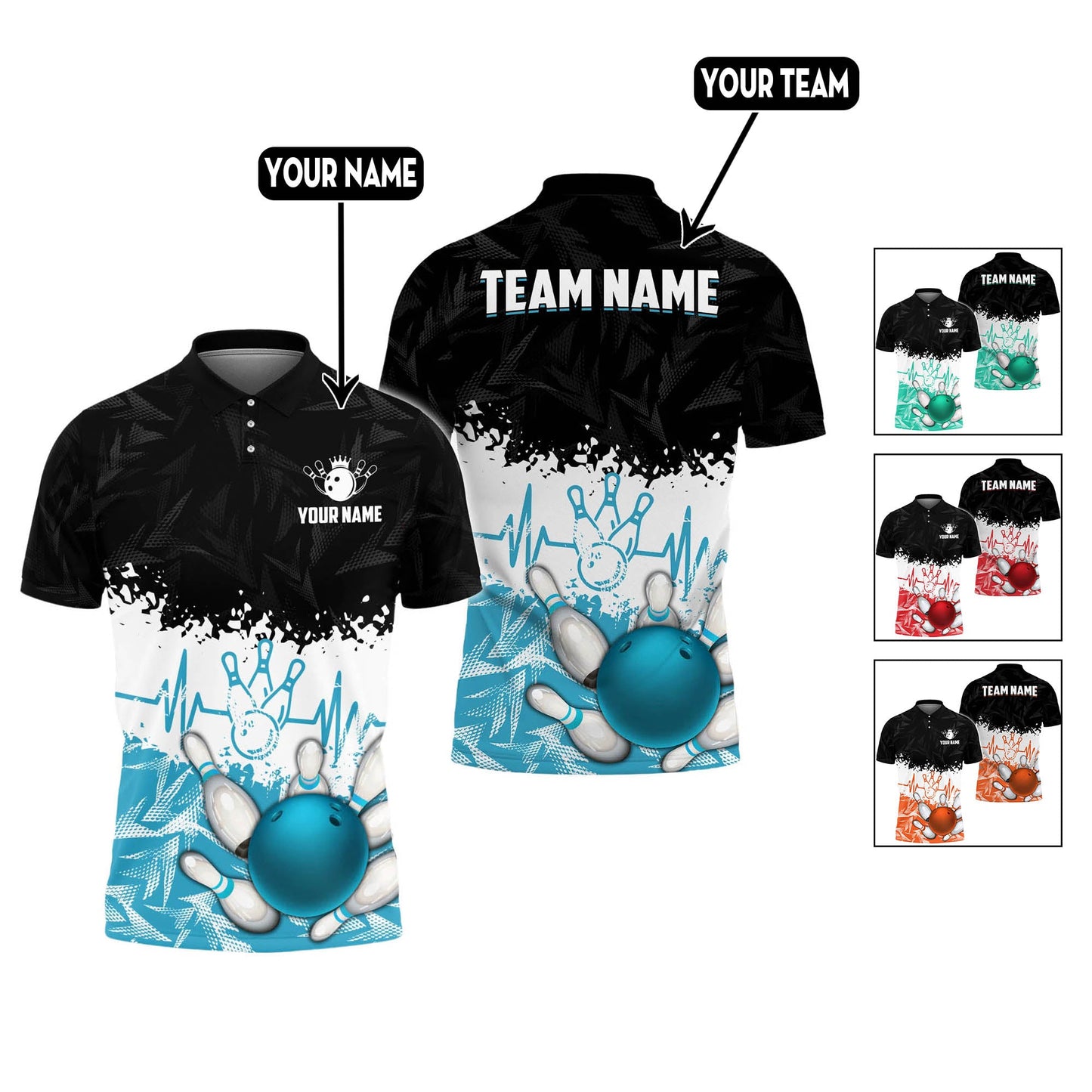 Custom Bowling Polo Shirts For Team BO0348