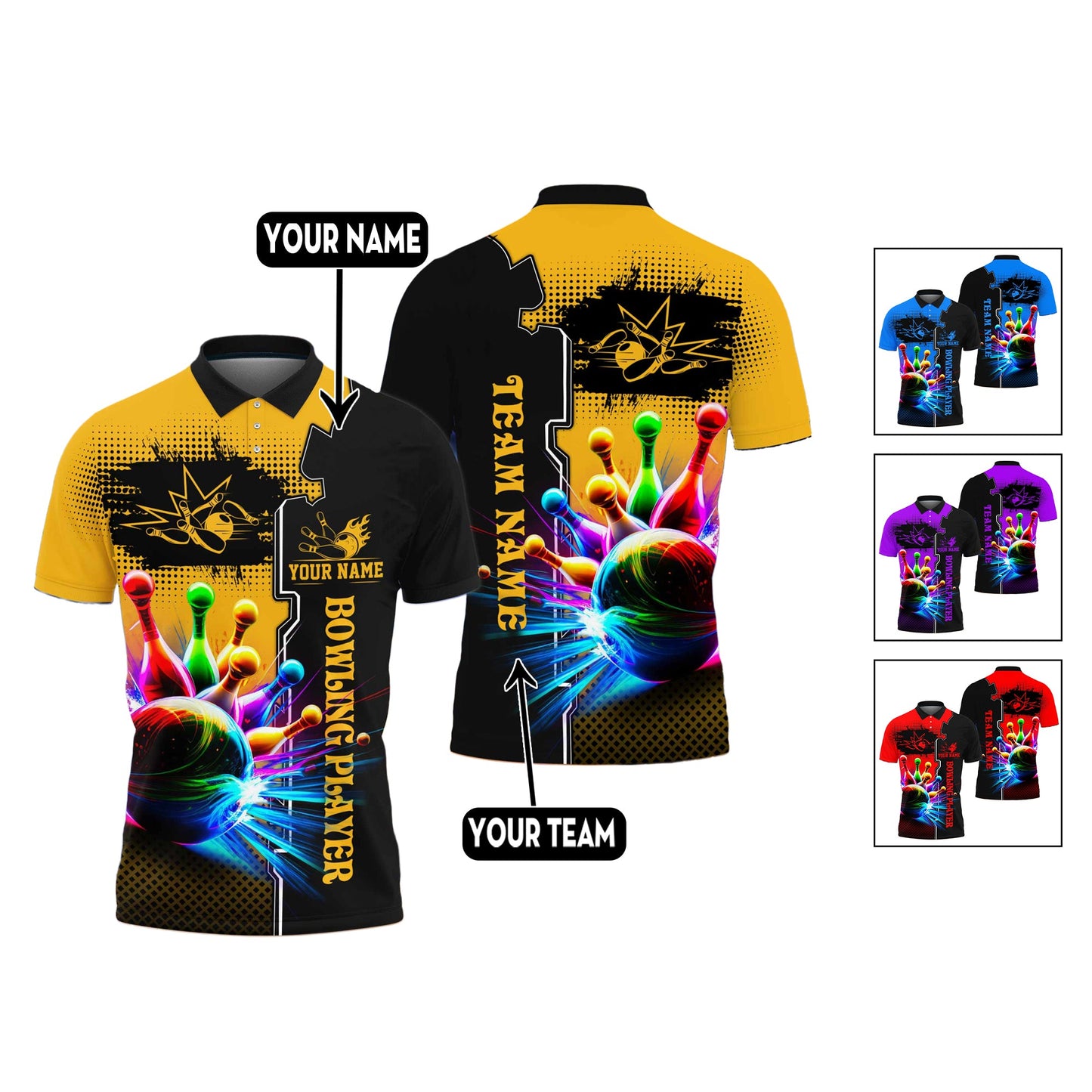 Custom Bowling Polo Shirts For Team BO0377