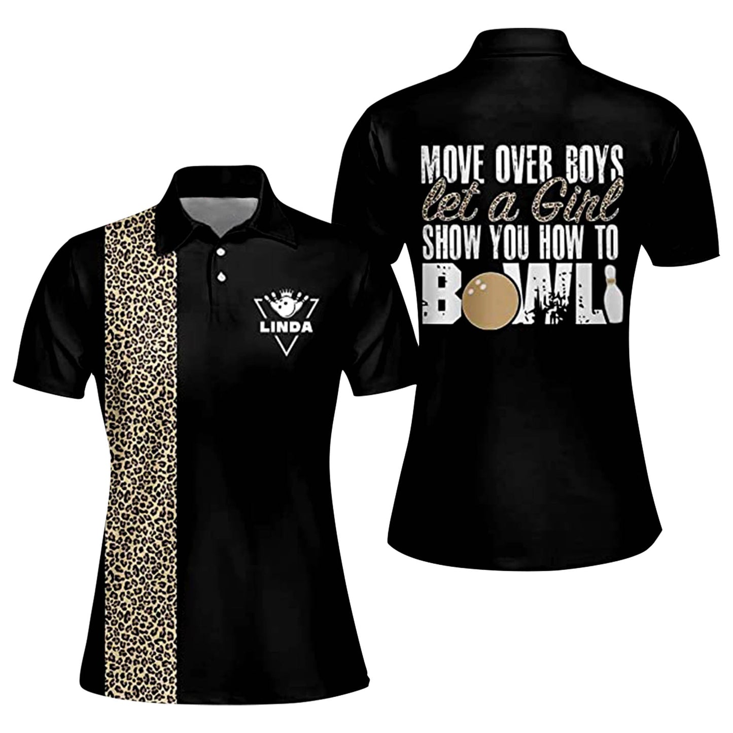 Leopard Bowling Polo Shirts Women BW0004