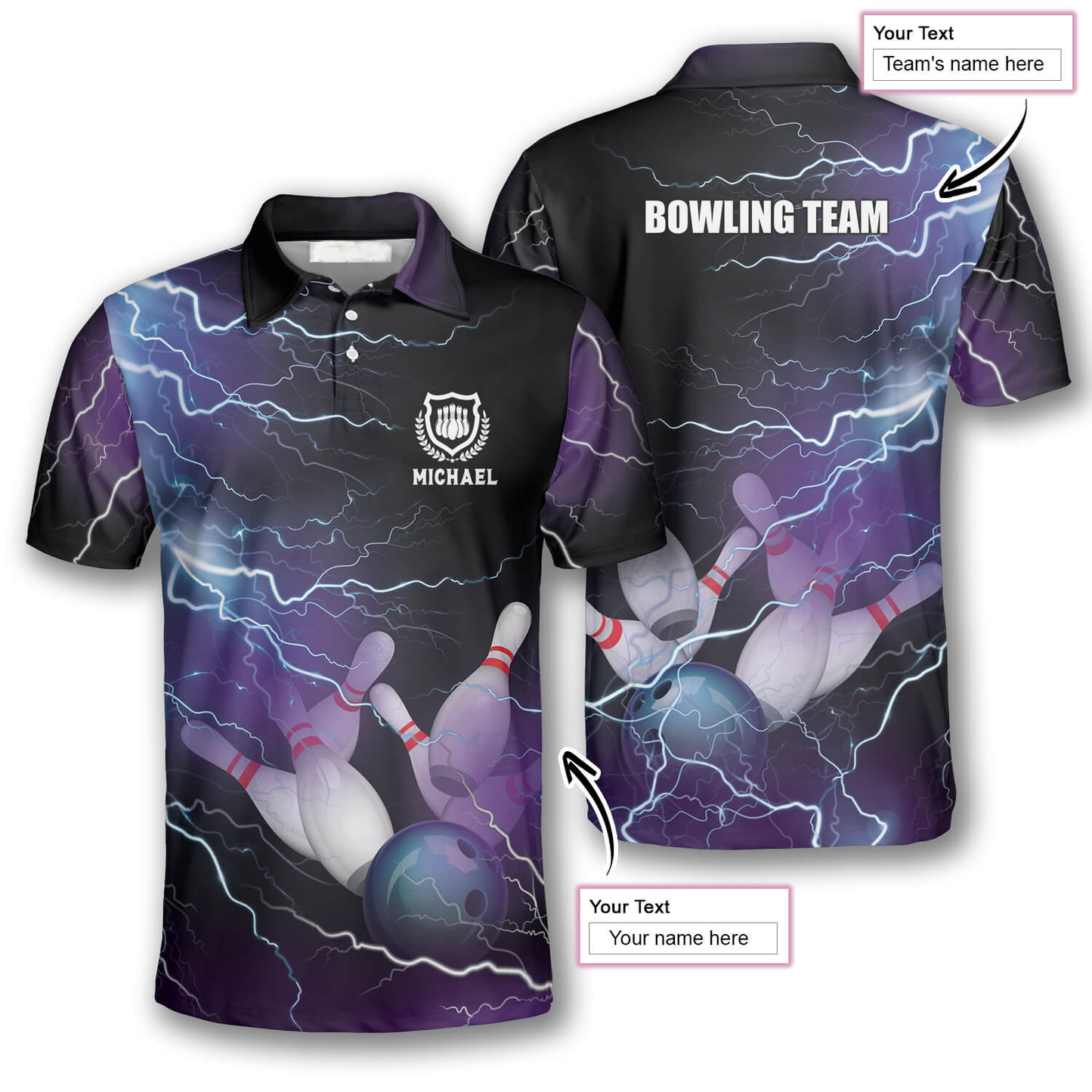 Custom Bowling Polo Shirts For Team BO0015