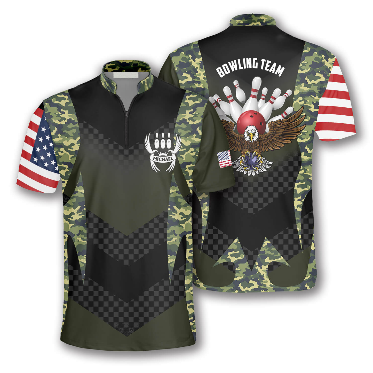 Custom Camo Bowling Jersey For Team BO0016