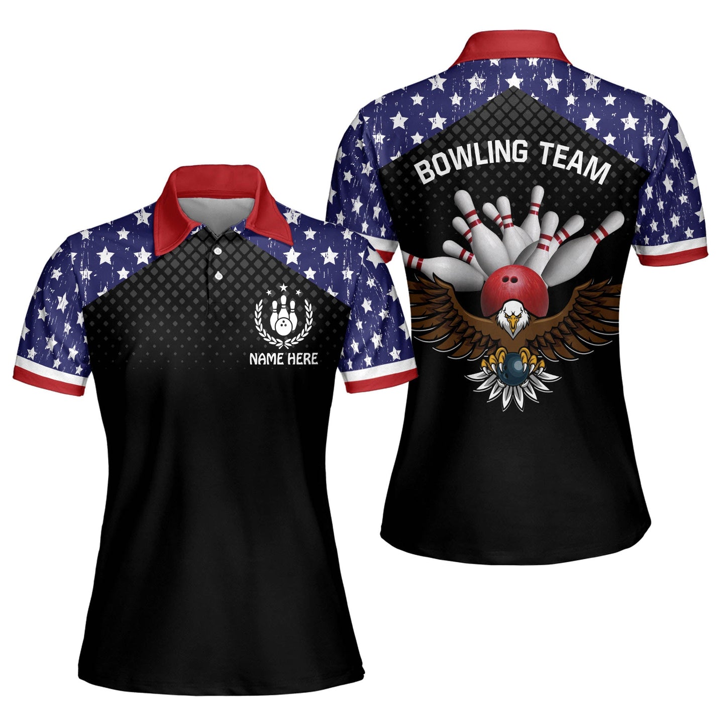 American Flag Bowling Shirt Ladies BW0043