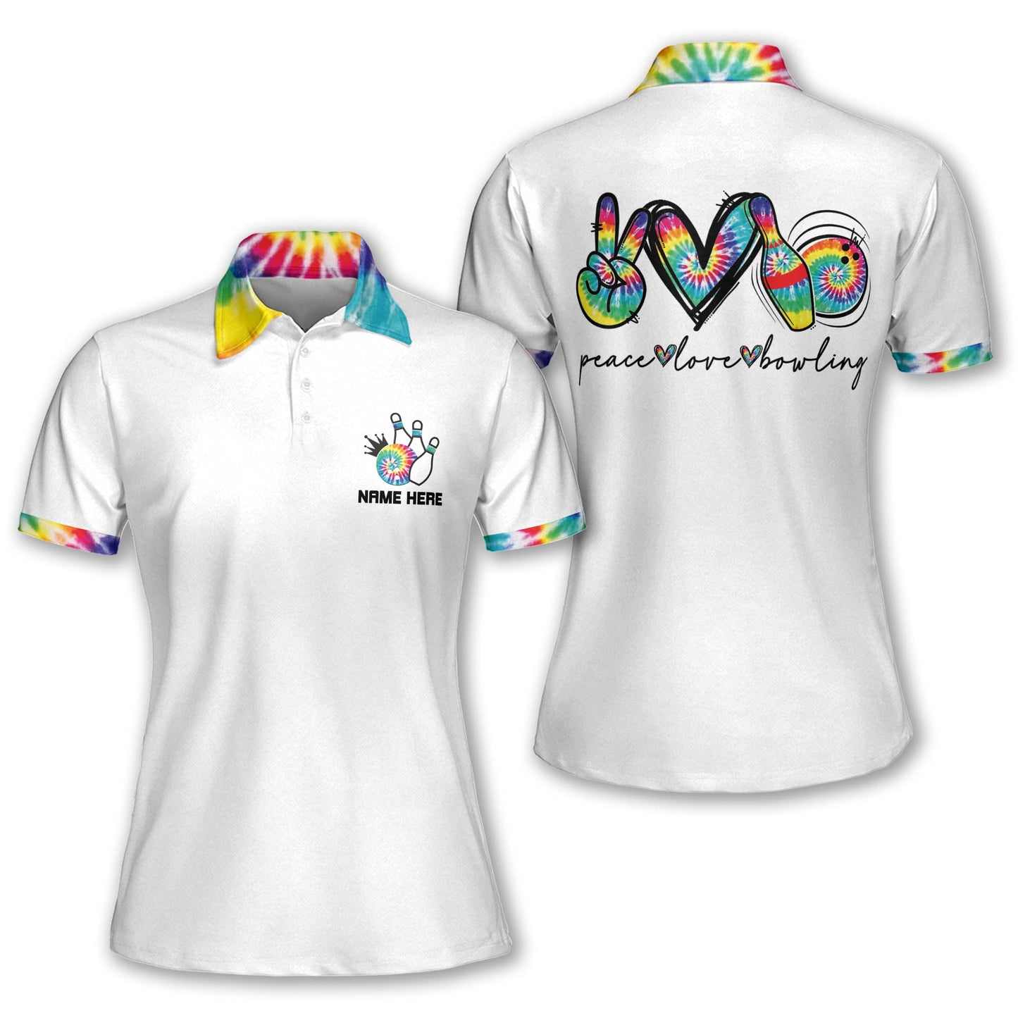 3D Peace Love Bowling Shirts Women BW0114