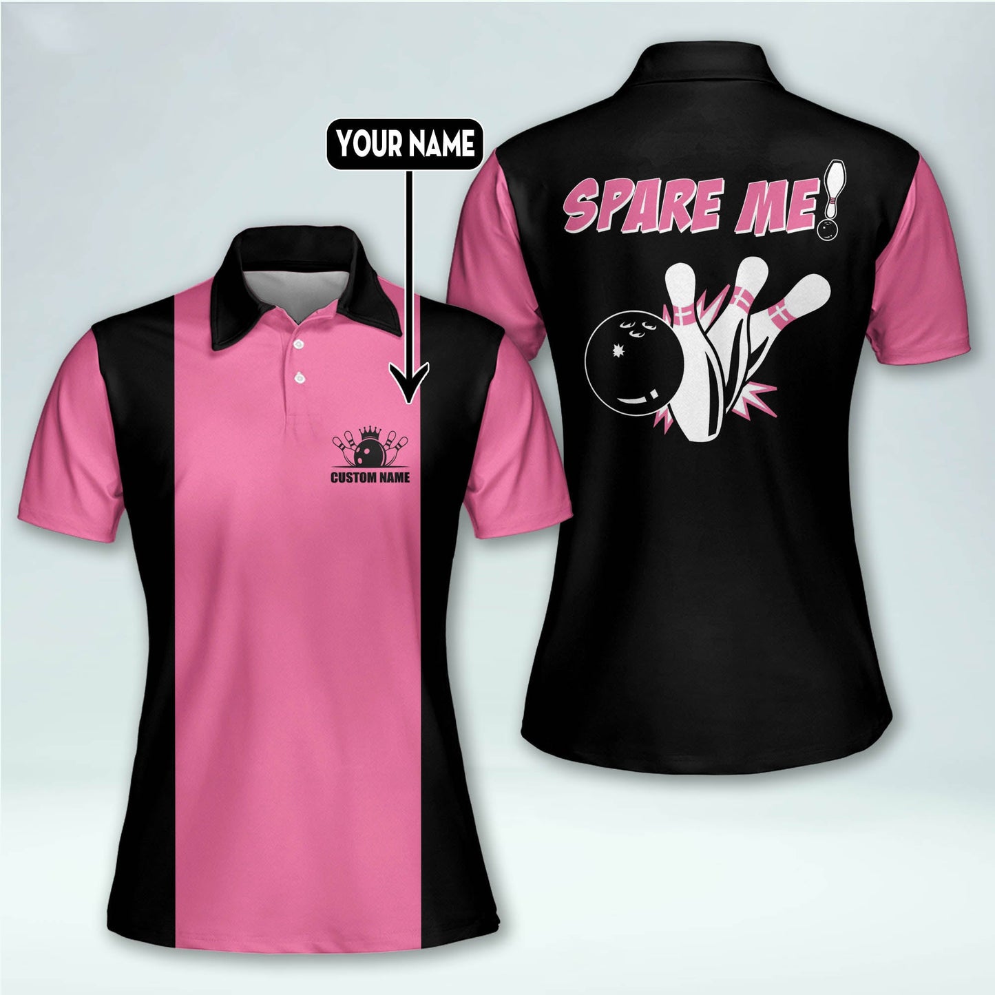 Retro Spare Me Womens Bowling Polo BW0116