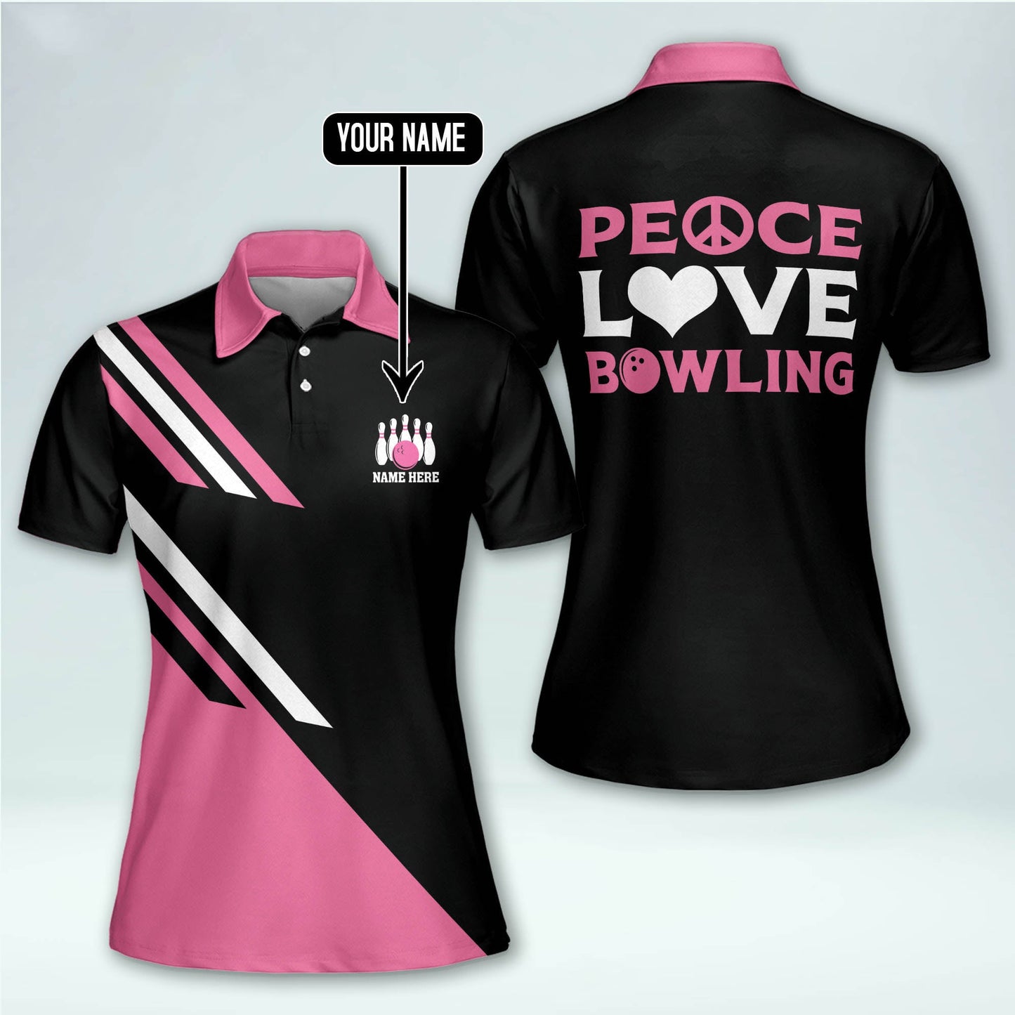 Peace Love Bowling Shirts Womens BW0101