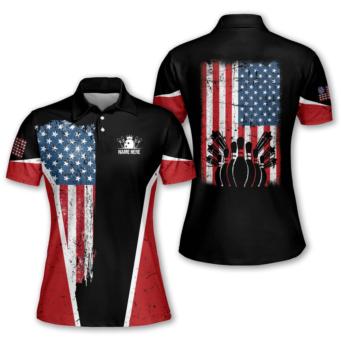 American Flag Bowling Shirt Ladies BW0039