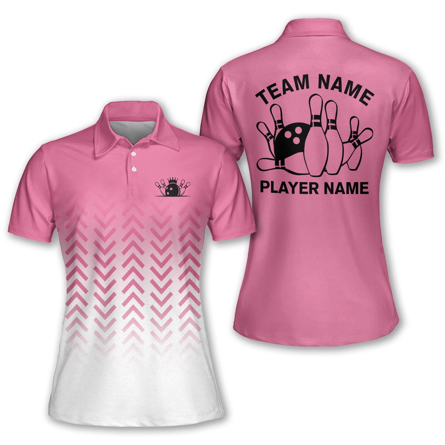 Custom Pink Retro Womens Bowling Polo BW0083