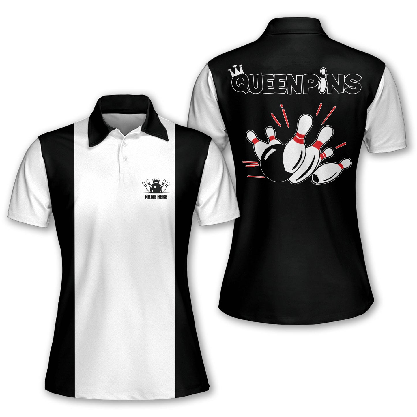 Queen Pins Retro Womens Bowling Shirts BW0086