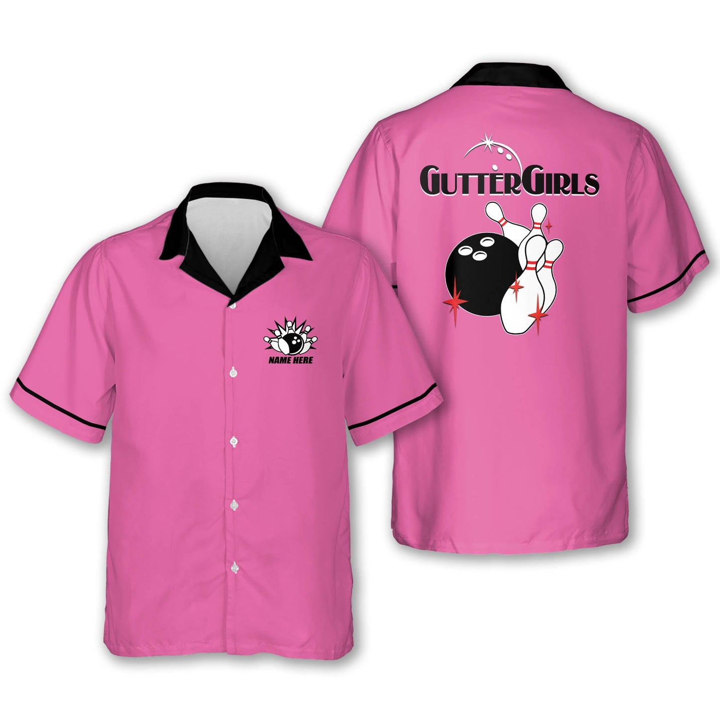 Custom Gutter Girls Bowling Hawaiian Shirts For Women, Custom Funny Women Bowling Shirt HW0145