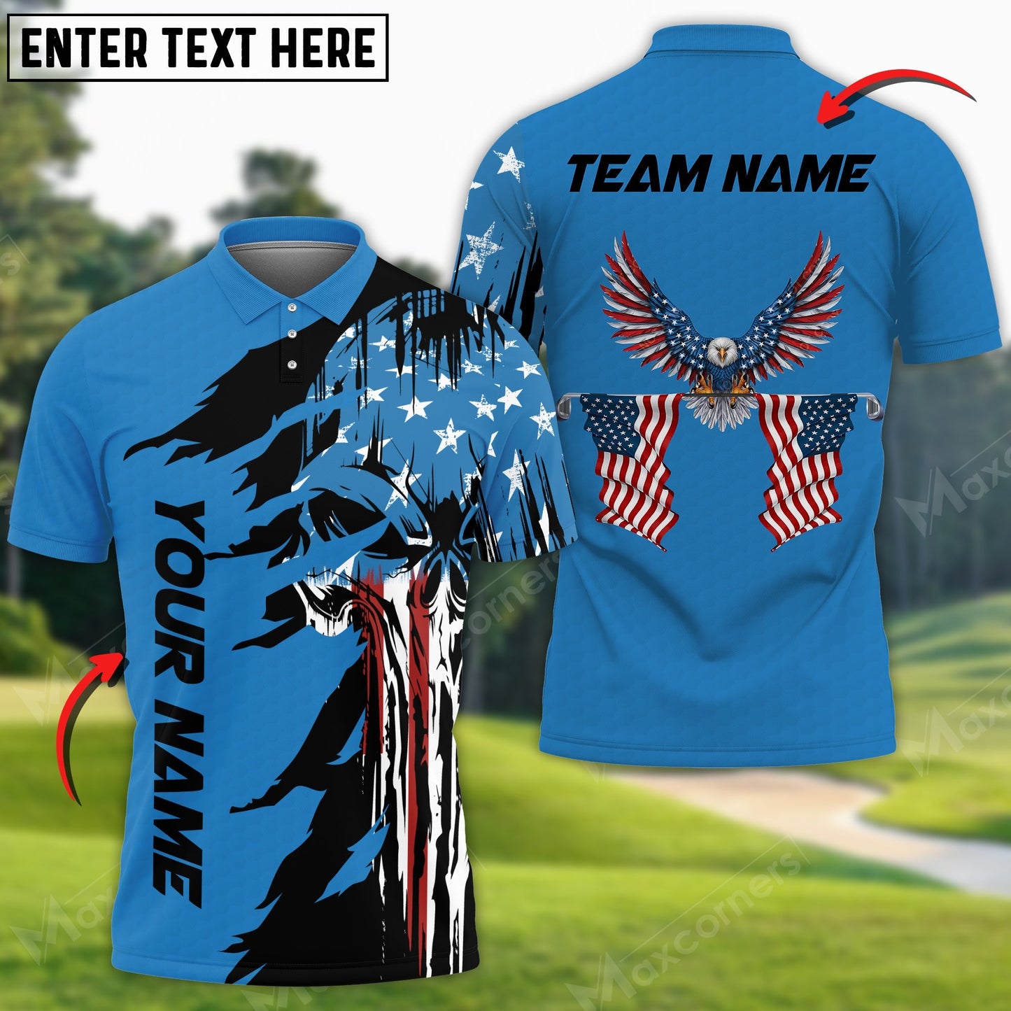 Custom Patriotic Bowling Polo Shirts BO0333