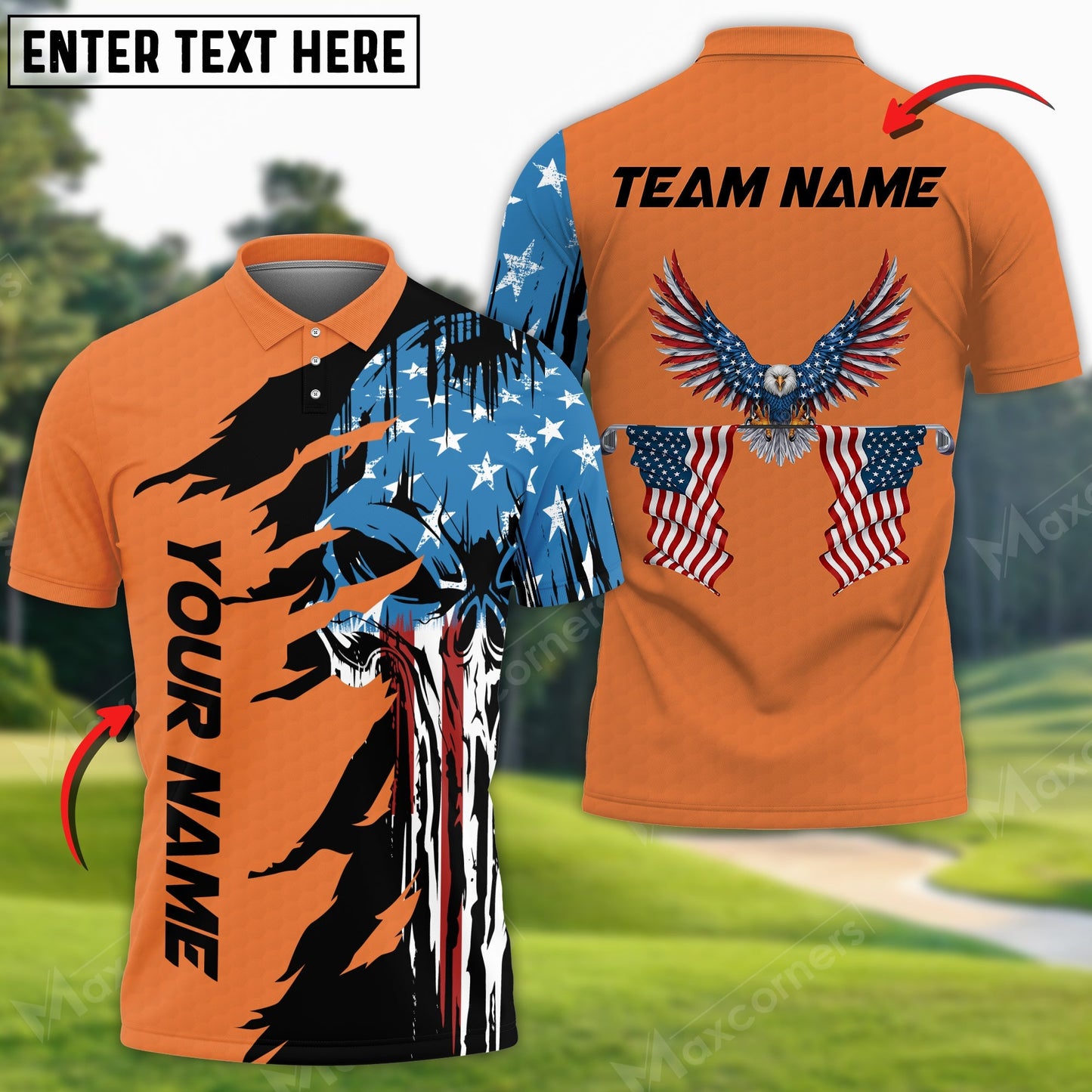 Custom Patriotic Bowling Polo Shirts BO0333