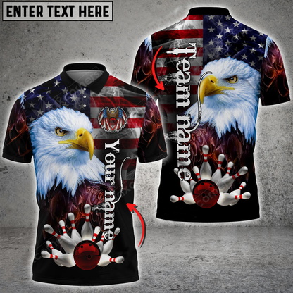 Custom Patriotic Bowling Polo Team Shirts BO0087