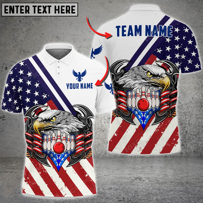 Custom Patriotic Bowling Polo Team Shirts BO0087