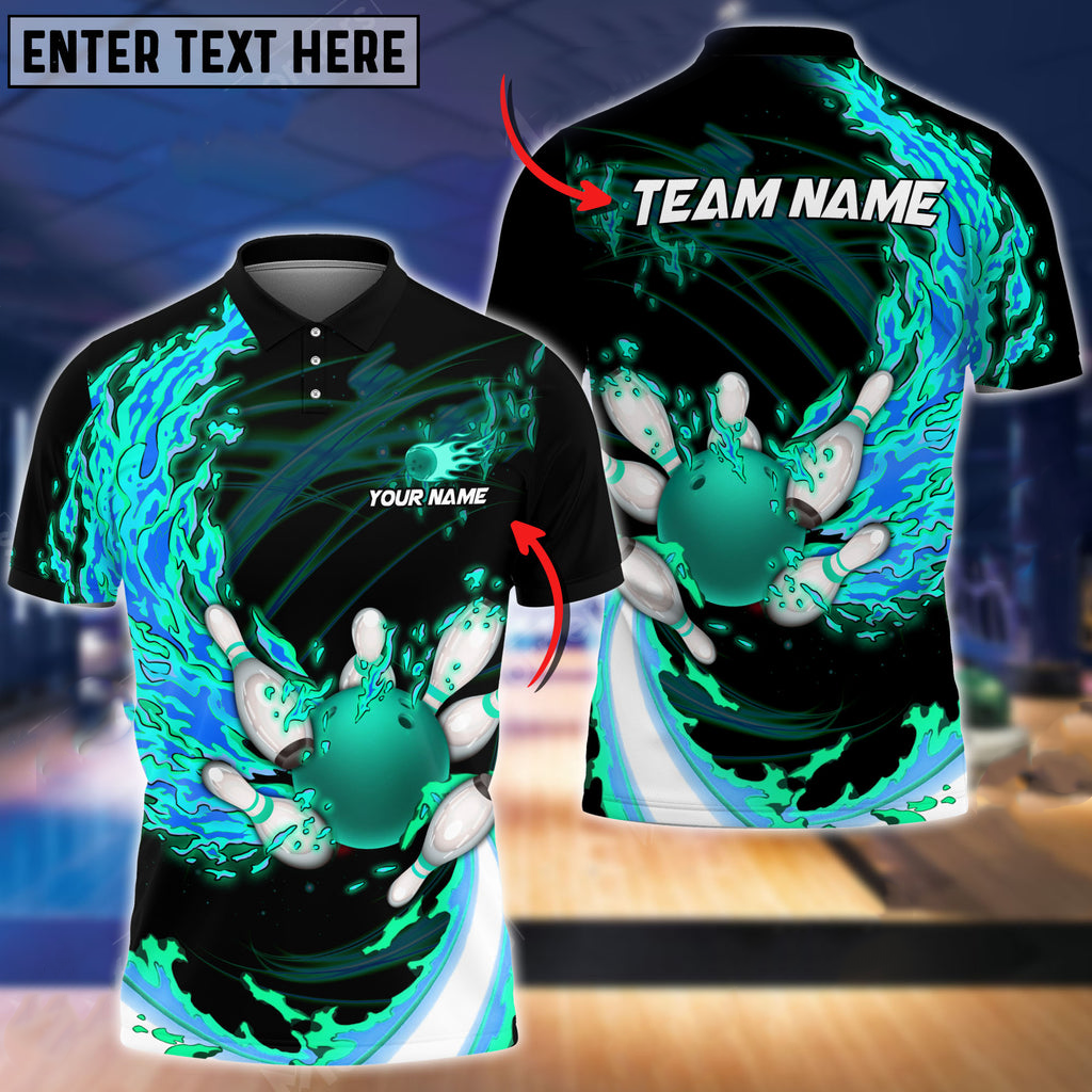 Custom Flame Bowling Polo Shirts BO0011