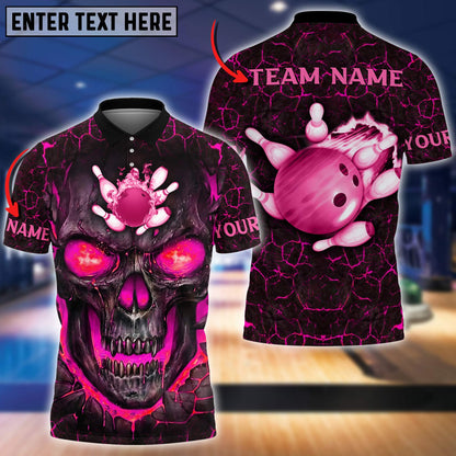 Custom Skull Flame Bowling Polo Shirts BO0335