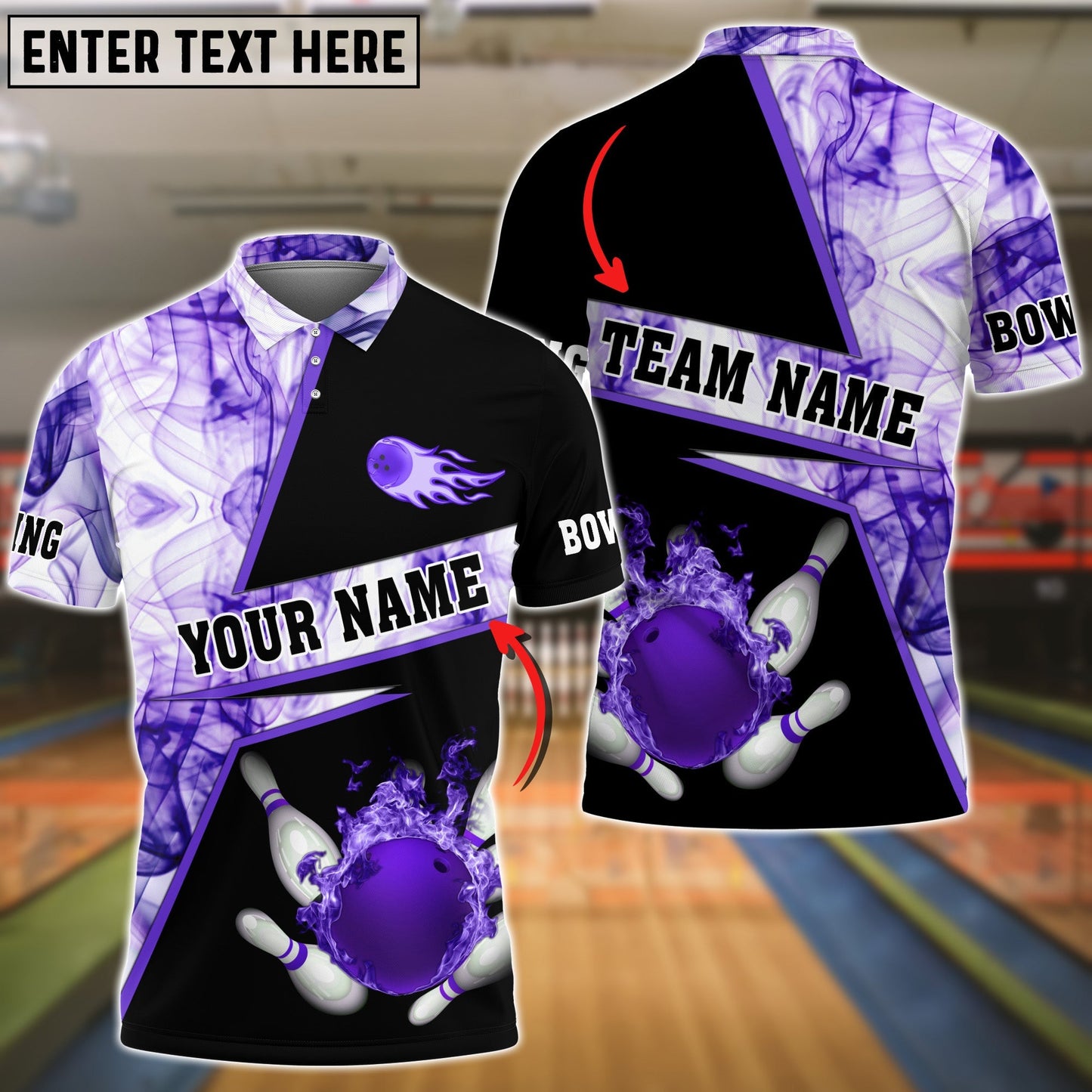 Custom Flame Bowling Polo Shirts BO0370