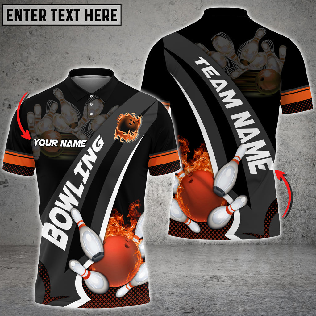 Custom Flame Bowling Polo Team Shirts BO0107