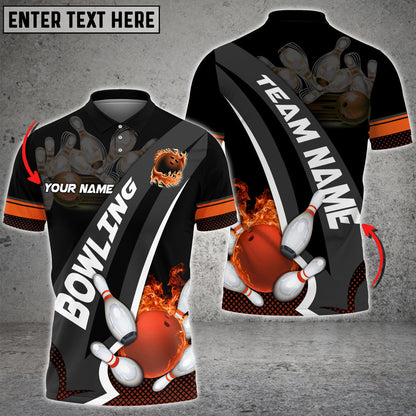 Custom Flame Bowling Polo Team Shirts BO0107