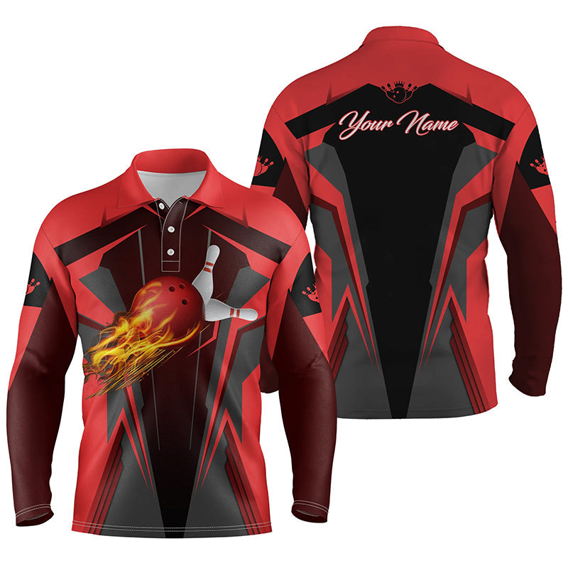 Custom Flame Bowling Polo Long Shirts BO0245