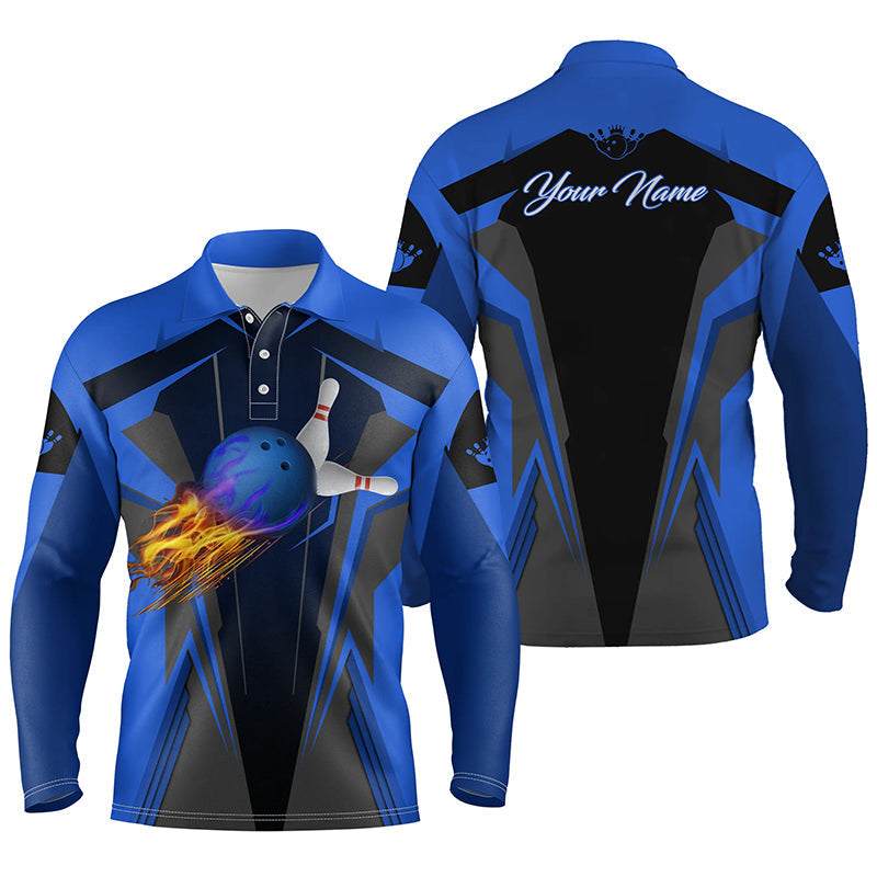 Custom Flame Bowling Polo Long Shirts BO0245