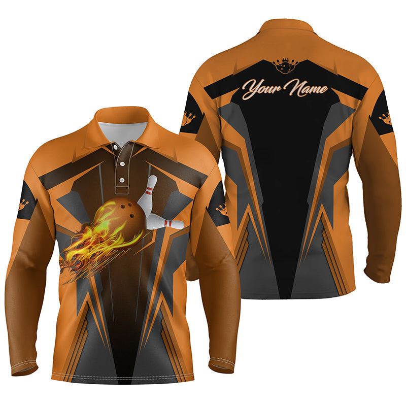 Custom Flame Bowling Polo Long Shirts BO0245