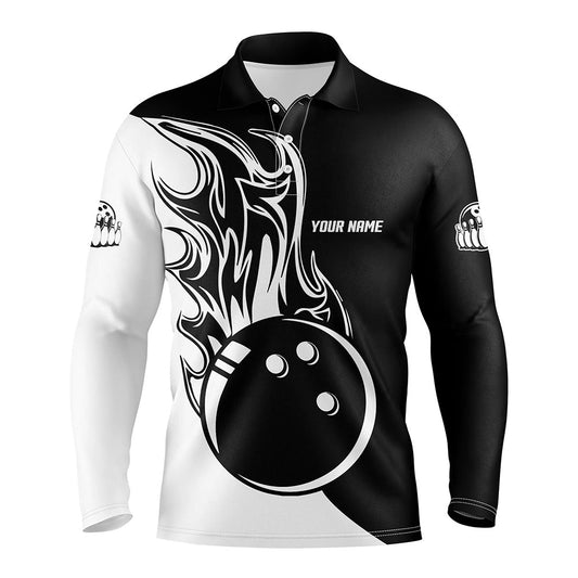 Custom Flame Bowling Polo Long Shirts BO0250